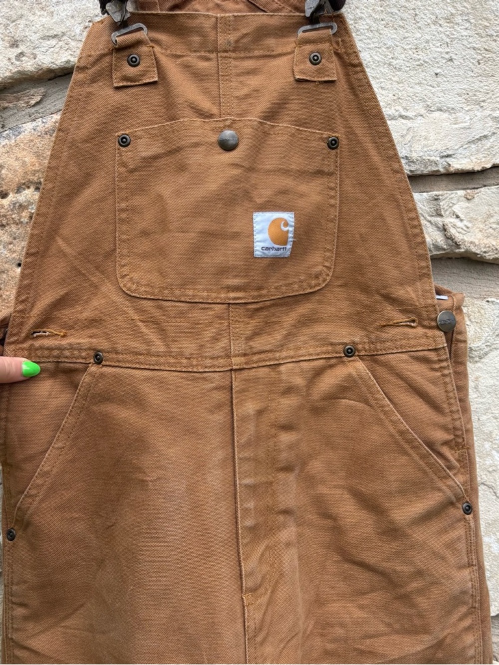 Carhartt brown duck canvas insulated bib overalls boys size 8 - Picture 5 of 8